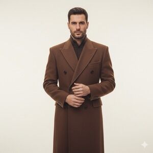 Rare Vintage Via dei Navigli Milano 100% Cashmere Double-Breasted Overcoat